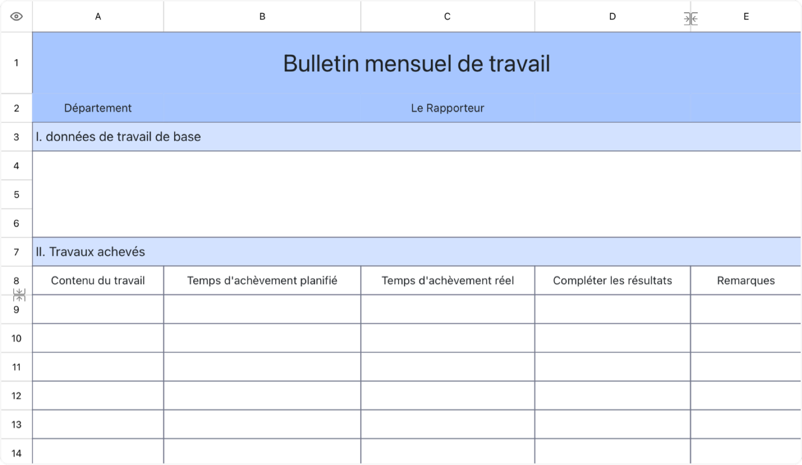 Bulletin mensuel de travail